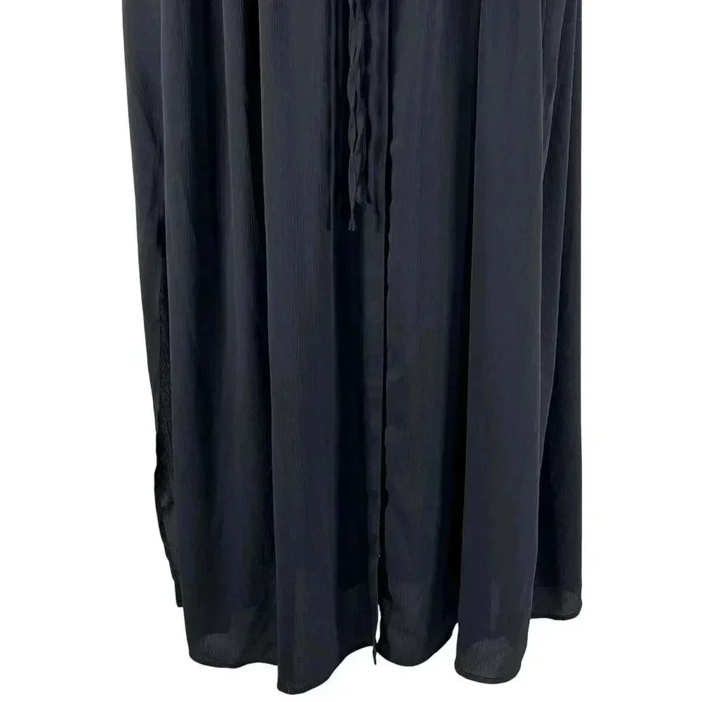 Torrid Womens 5X L Black Button-Up 3/4 Sleeve Maxi Dress Side Slits Whimsigoth - Picture 11 of 16